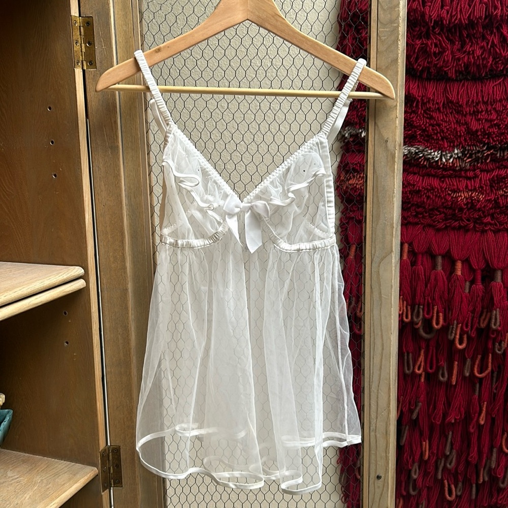 Victoria's Secret I Do Collection Sheer White Lingerie Babydoll Slip Dress